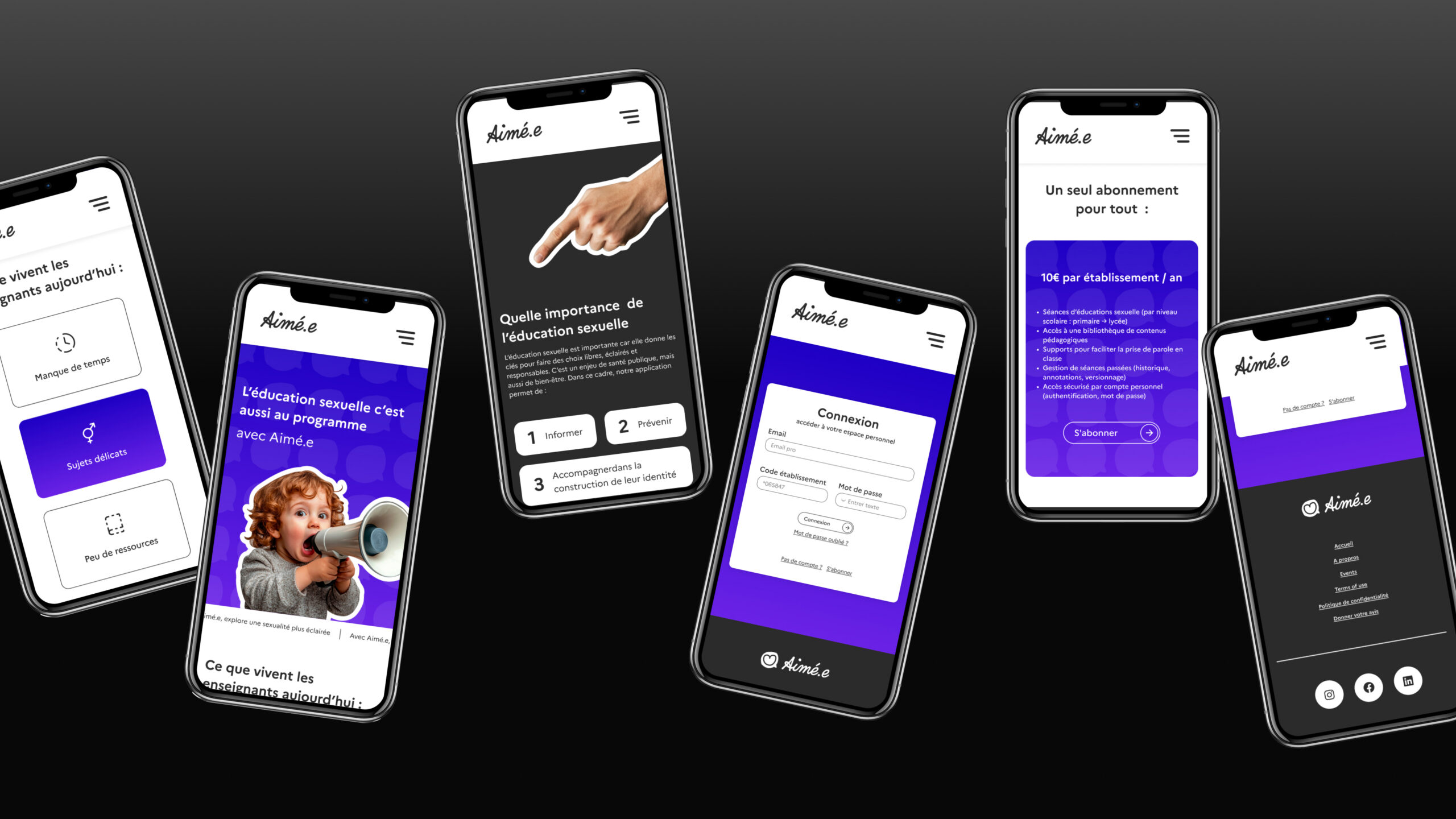 Interface mobile site web Aimé.e