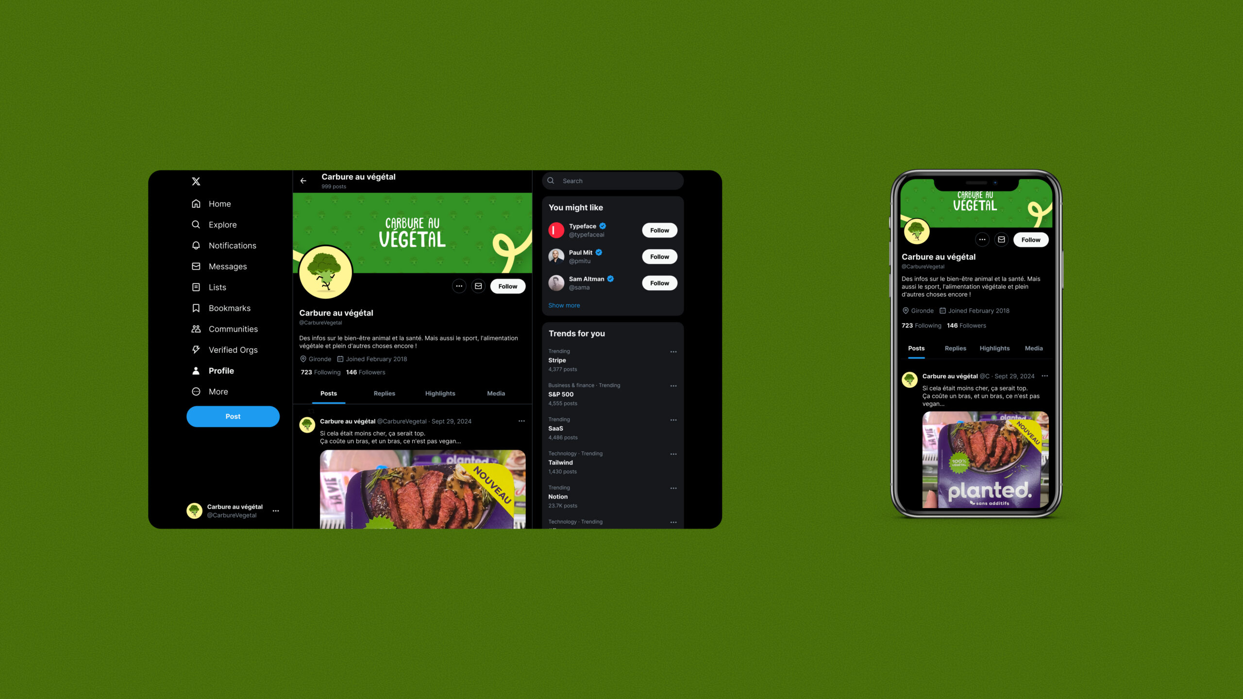 Réseaux sociaux carbure au végétal